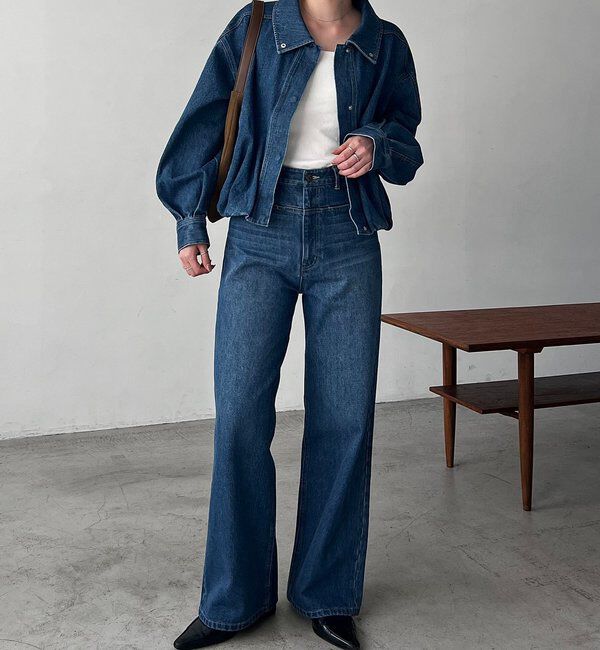  「【サイズ展開あり/セットアップ対応】ラウンドデニムブルゾン」|ブルゾン・スタジャン|