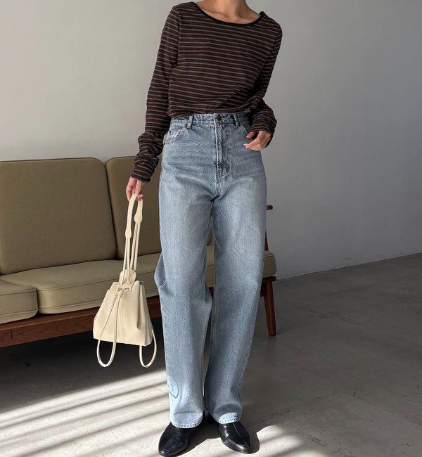  「バックUネッククロップボーダーTシャツ」|Tシャツ・カットソー|