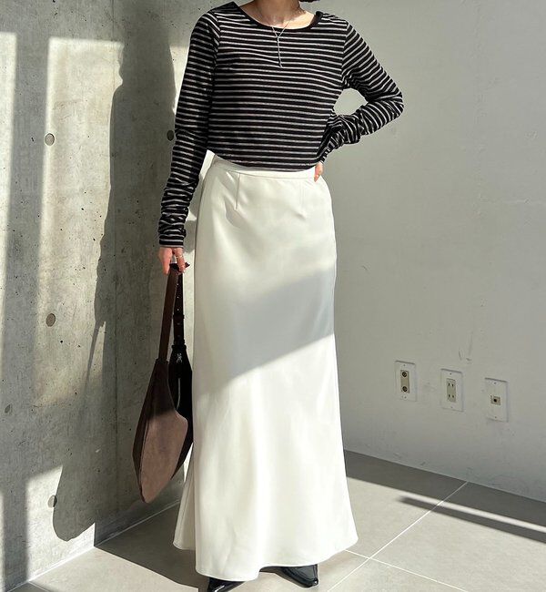  「バックUネッククロップボーダーTシャツ」|Tシャツ・カットソー|