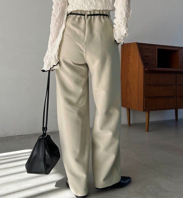  「【低身長サイズあり】カーブタックベルト付パンツ」|チノ|