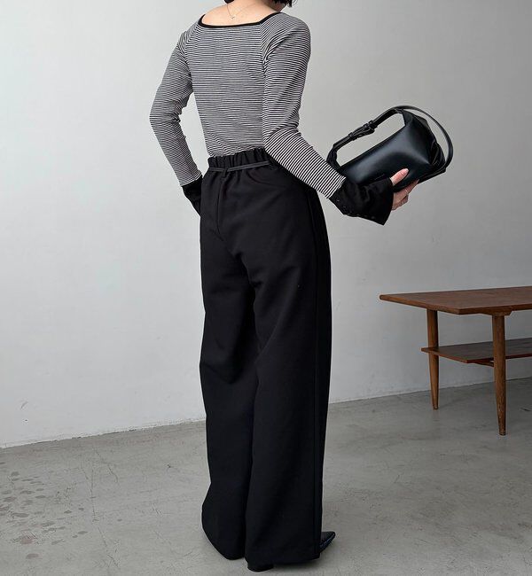  「【低身長サイズあり】カーブタックベルト付パンツ」|チノ|