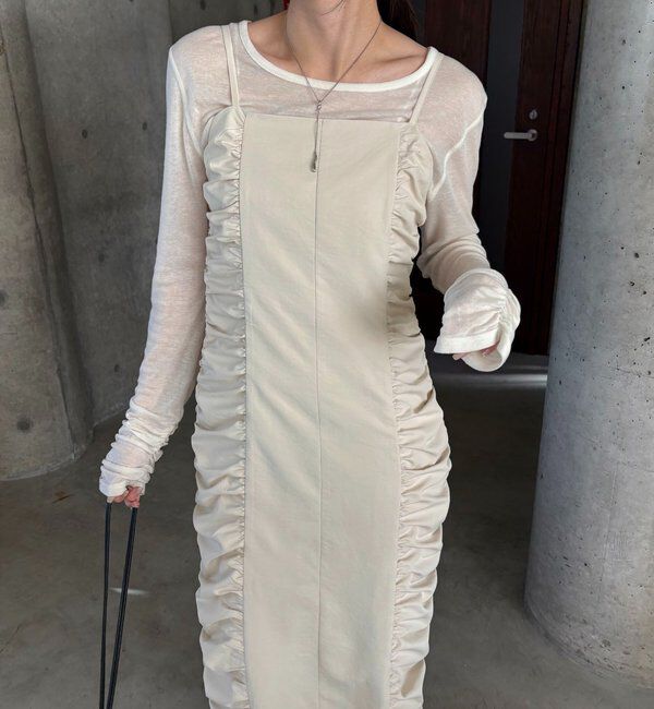  「【セレモニーシーンにも◎】ギャザーキャミワンピース」|ワンピース|