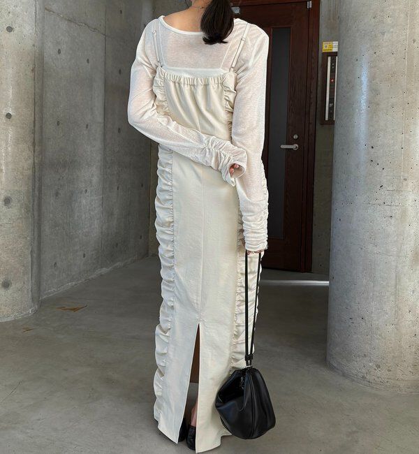  「【セレモニーシーンにも◎】ギャザーキャミワンピース」|ワンピース|