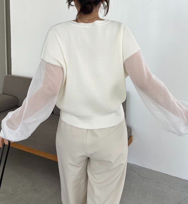  「【WEB/ルミネエスト新宿限定カラー・ピンク】シアースリーブショートカーディガン」|カーディガン|