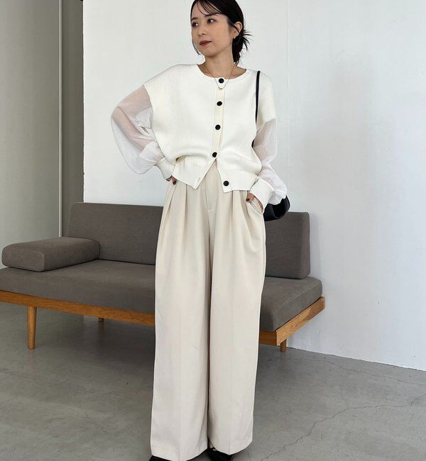  「【WEB/ルミネエスト新宿限定カラー・ピンク】シアースリーブショートカーディガン」|カーディガン|