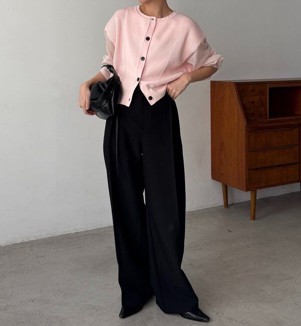  「【WEB/ルミネエスト新宿限定カラー・ピンク】シアースリーブショートカーディガン」|カーディガン|