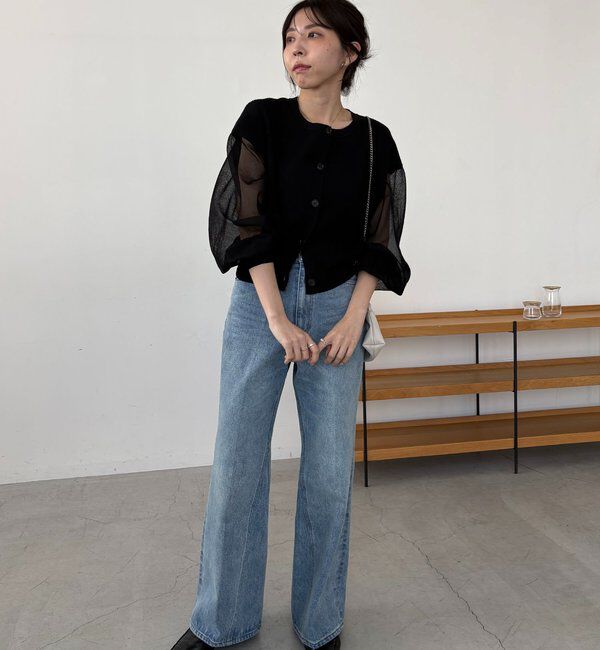  「【WEB/ルミネエスト新宿限定カラー・ピンク】シアースリーブショートカーディガン」|カーディガン|