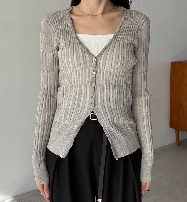  「バイカラーリブカーディガン」|カーディガン|