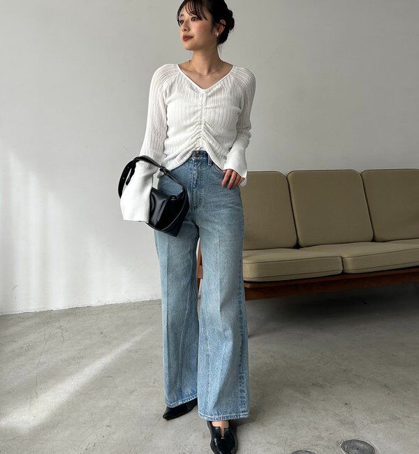  「【低身長サイズあり】セミフレアデニム」|デニム|