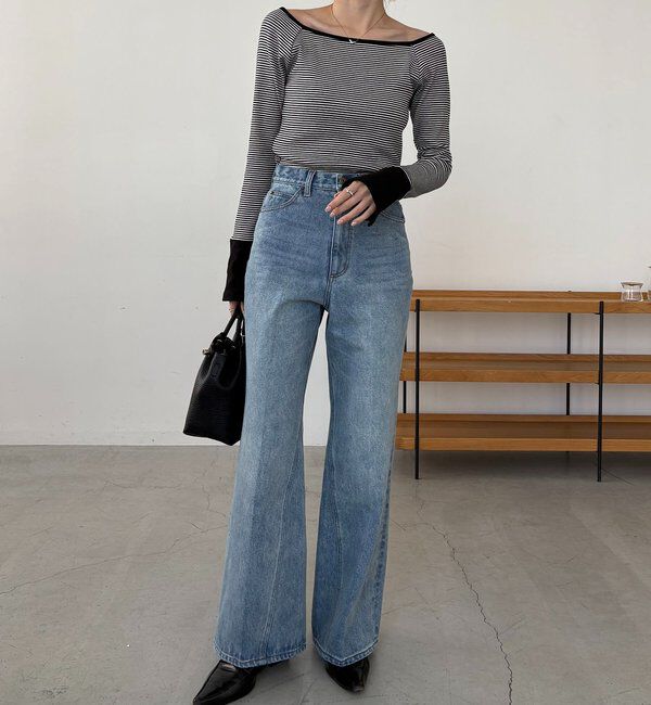  「【低身長サイズあり】セミフレアデニム」|デニム|