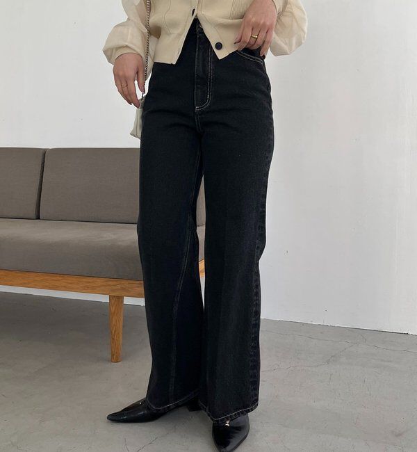  「【低身長サイズあり】セミフレアデニム」|デニム|