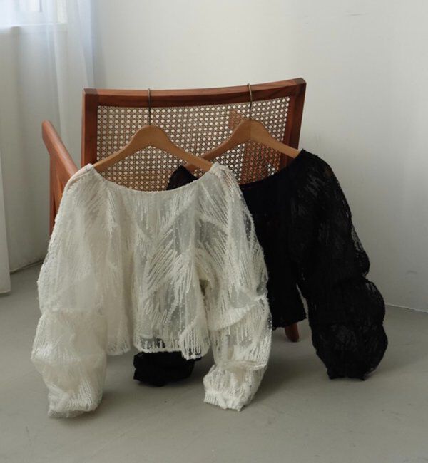  「【yuu企画】ジャガードシアーブラウス」|シャツ・ブラウス|