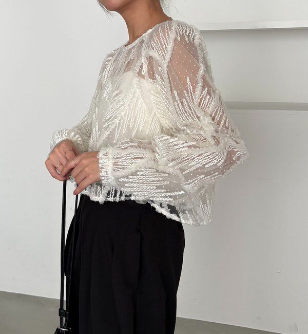  「【yuu企画】ジャガードシアーブラウス」|シャツ・ブラウス|