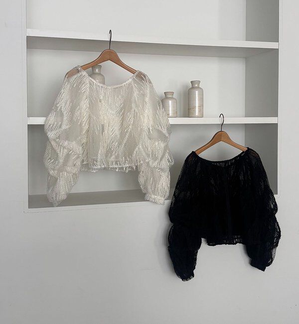  「【yuu企画】ジャガードシアーブラウス」|シャツ・ブラウス|