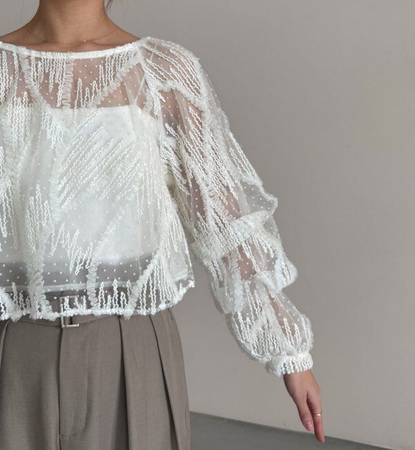  「【yuu企画】ジャガードシアーブラウス」|シャツ・ブラウス|