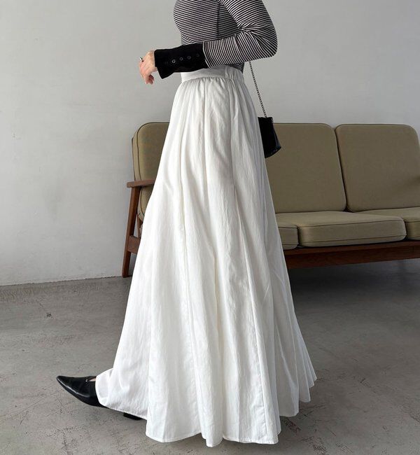  「【低身長サイズあり】ランダム切替フレアスカート」|スカート|ホワイト