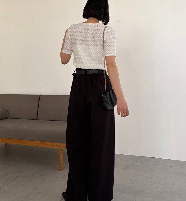  「レースノット5分袖トップス」|Tシャツ・カットソー|