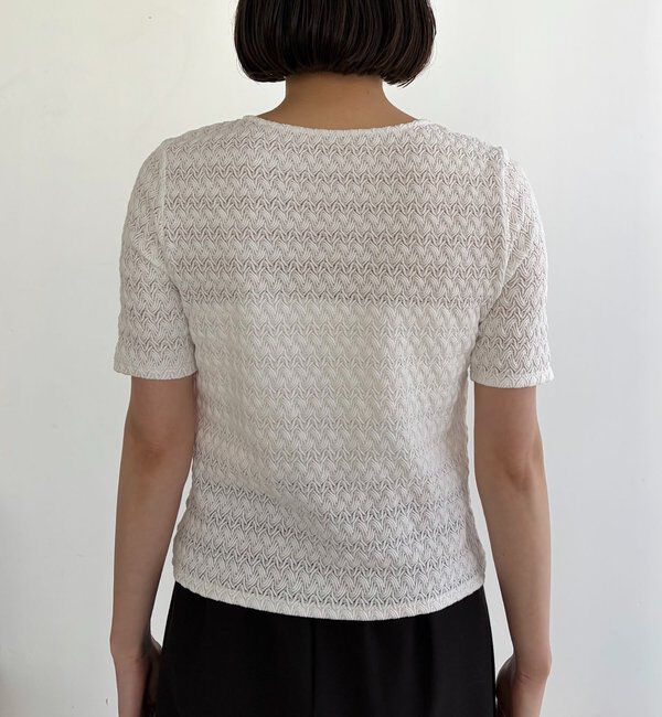  「レースノット5分袖トップス」|Tシャツ・カットソー|