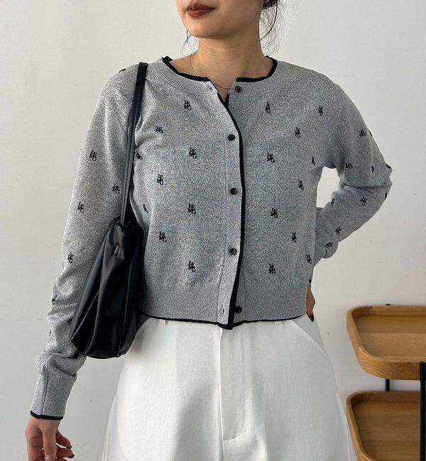  「モノグラムカーディガン」|カーディガン|ライトグレー