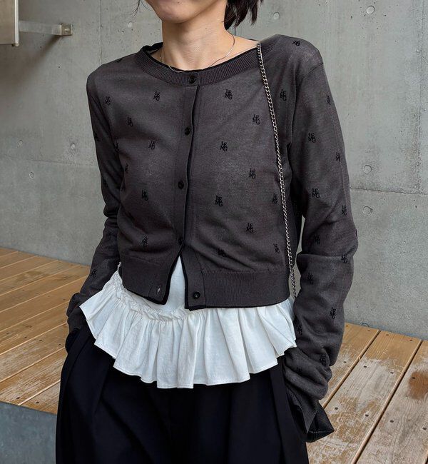 「モノグラムカーディガン」|カーディガン|チャコールグレー