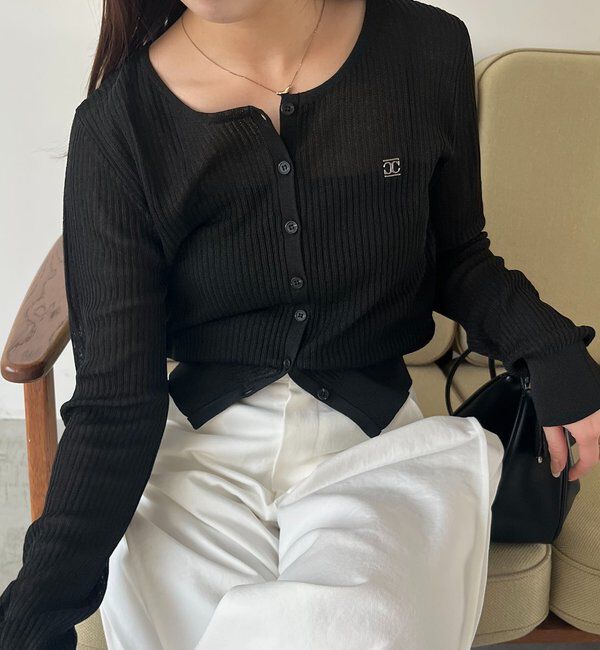  「シアーリブカーディガン」|カーディガン|ブラック