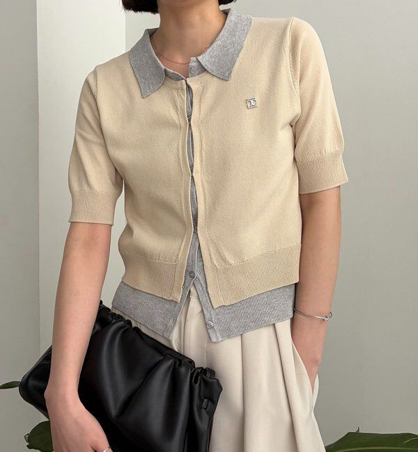  「半袖レイヤードポロニットカーディガン」|カーディガン|