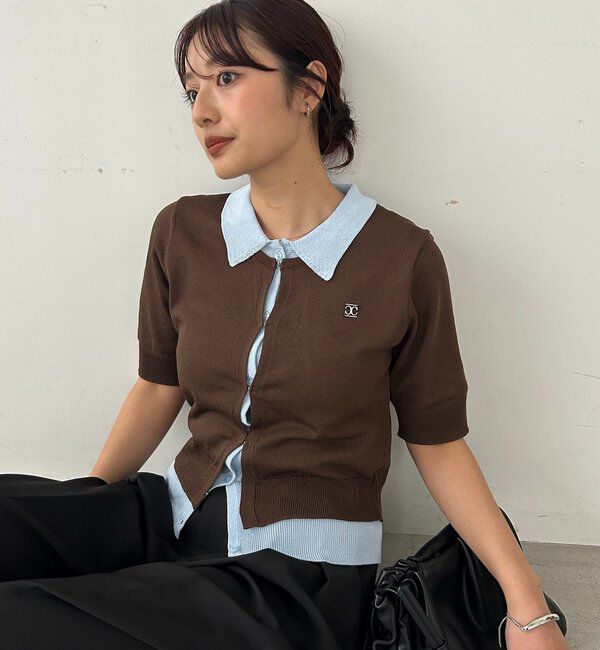  「半袖レイヤードポロニットカーディガン」|カーディガン|