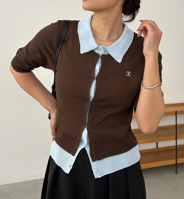  「半袖レイヤードポロニットカーディガン」|カーディガン|