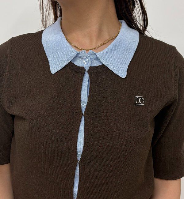  「半袖レイヤードポロニットカーディガン」|カーディガン|