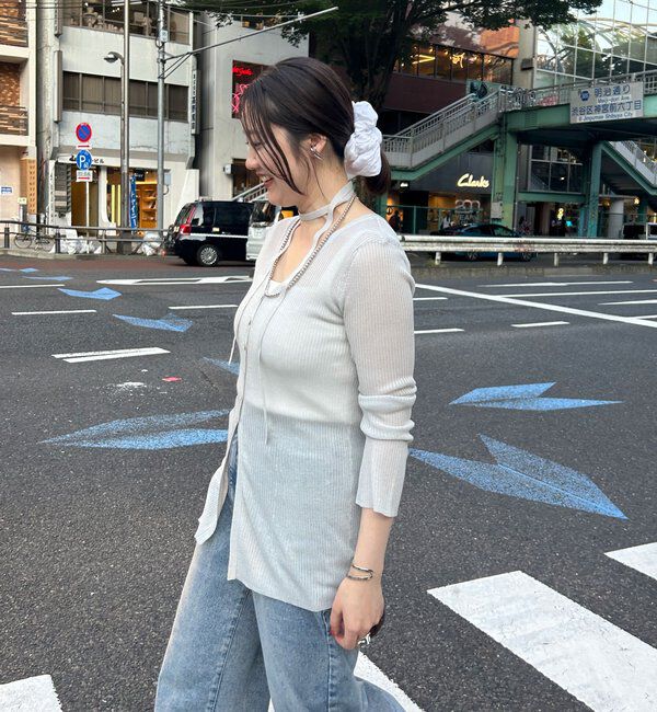  「【インフルエンサー＠komorin_コラボ】チョーカーリブカーディガン」|カーディガン|