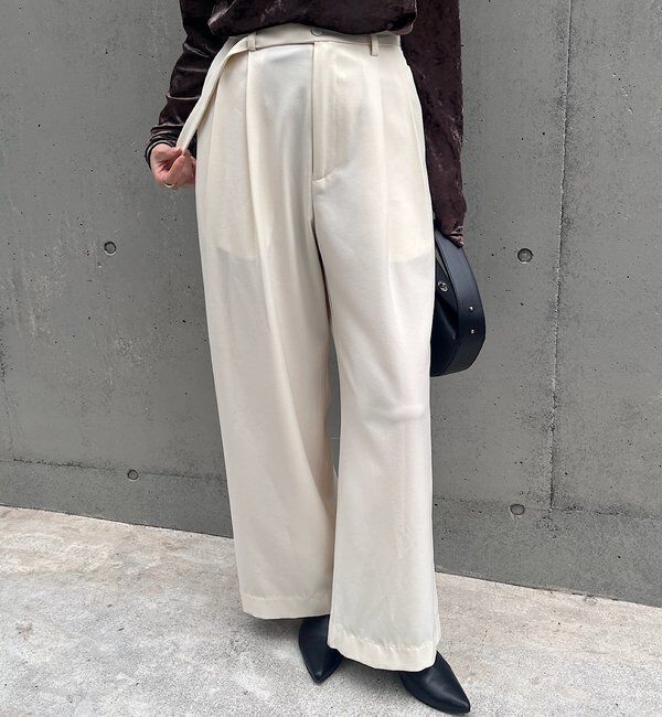  「ダブルタックワイドパンツ」|チノ|アイボリー