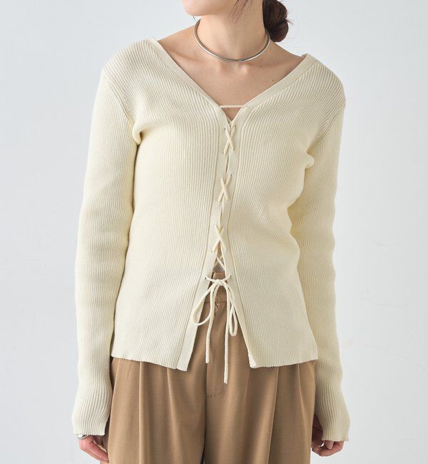  「【前後２WAY仕様】レースアップニット」|パーカー|