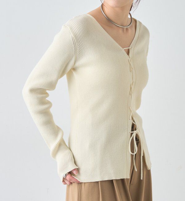  「【前後２WAY仕様】レースアップニット」|パーカー|
