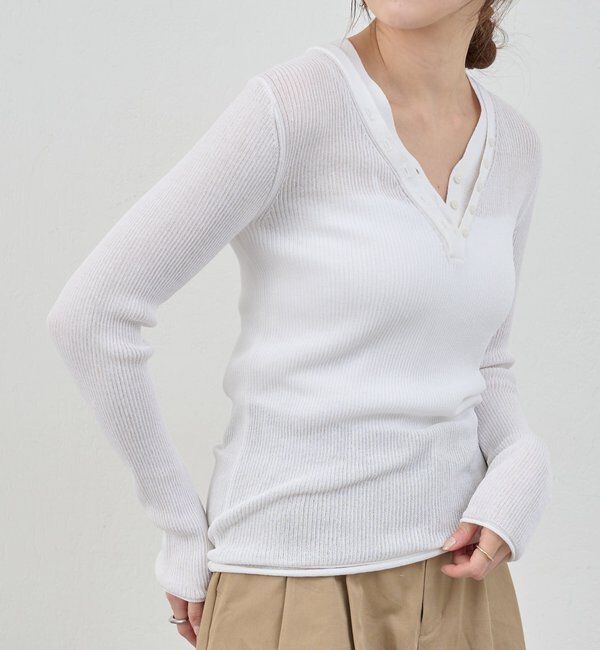  「ヘンリーネックレイヤードニット」|ニット・セーター|