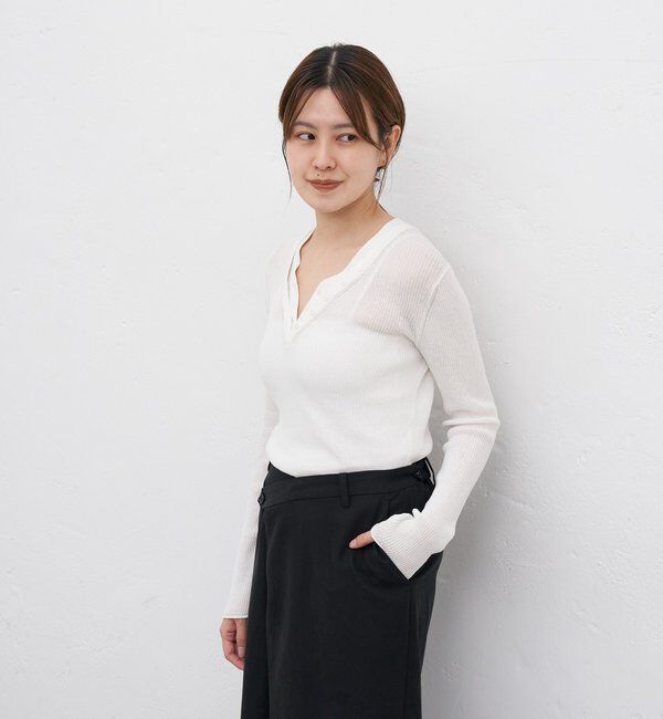  「ヘンリーネックレイヤードニット」|ニット・セーター|