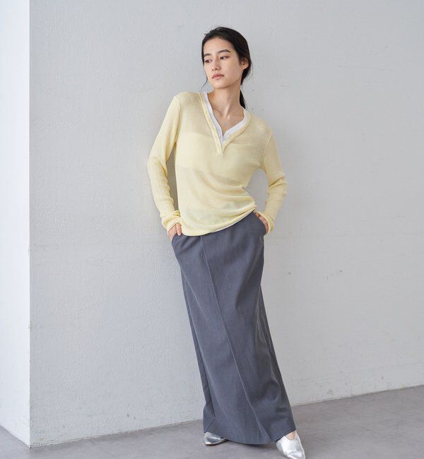  「ヘンリーネックレイヤードニット」|ニット・セーター|