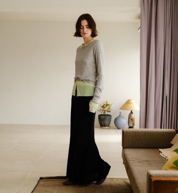  「シアーリブフレアースカート」|スカート|