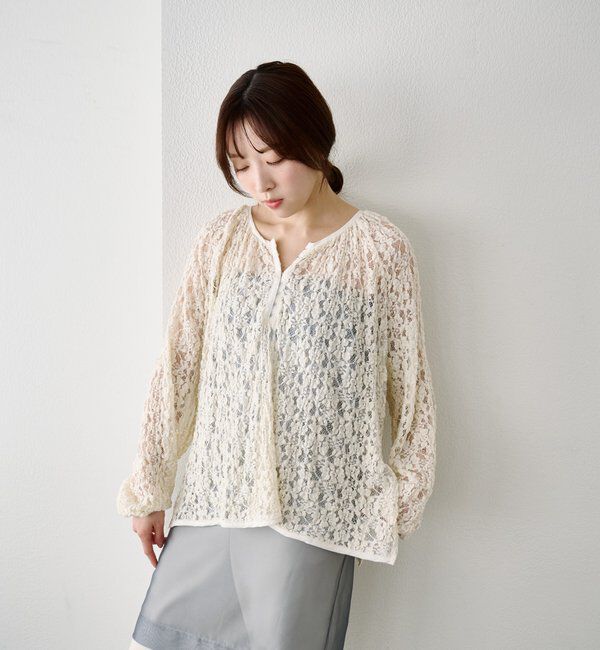  「サイドスリットレースブラウス」|シャツ・ブラウス|
