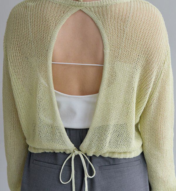  「バックデザインペーパーメッシュカーディガン」|カーディガン|