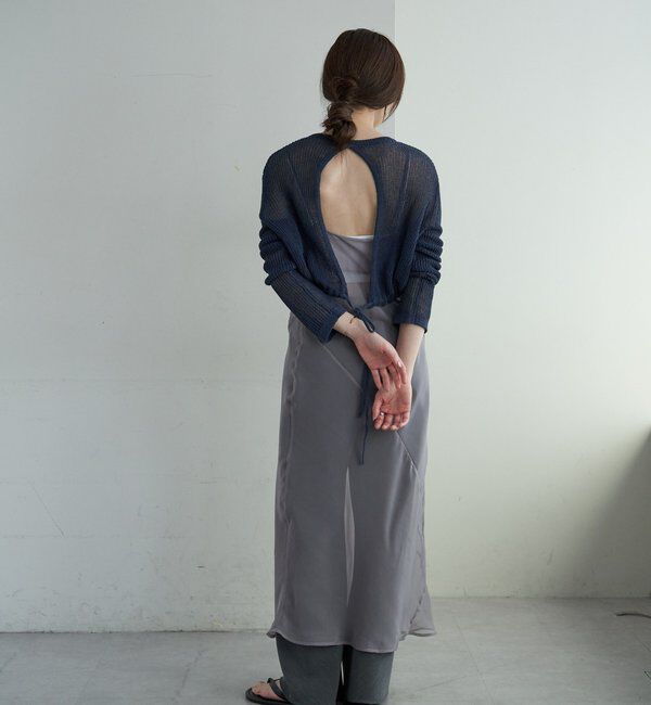  「バックデザインペーパーメッシュカーディガン」|カーディガン|