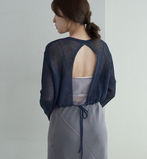  「バックデザインペーパーメッシュカーディガン」|カーディガン|