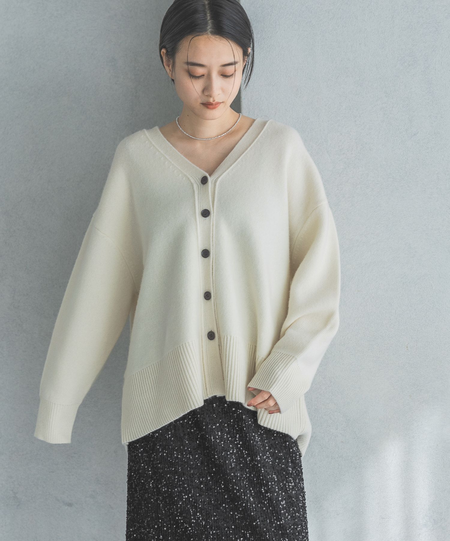 A part by 「カシミヤコンBIG Vネックカーディガン」|ニット・セーター|