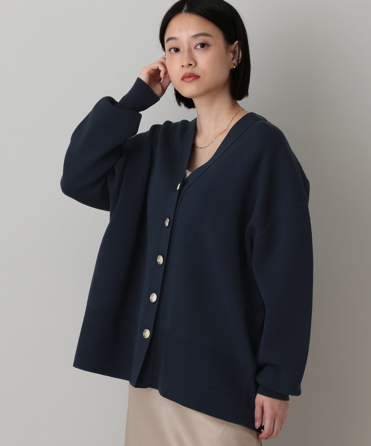 A part by 「【新色追加】スポンディッシュVカーディガン」|ニット・セーター|ネイビー