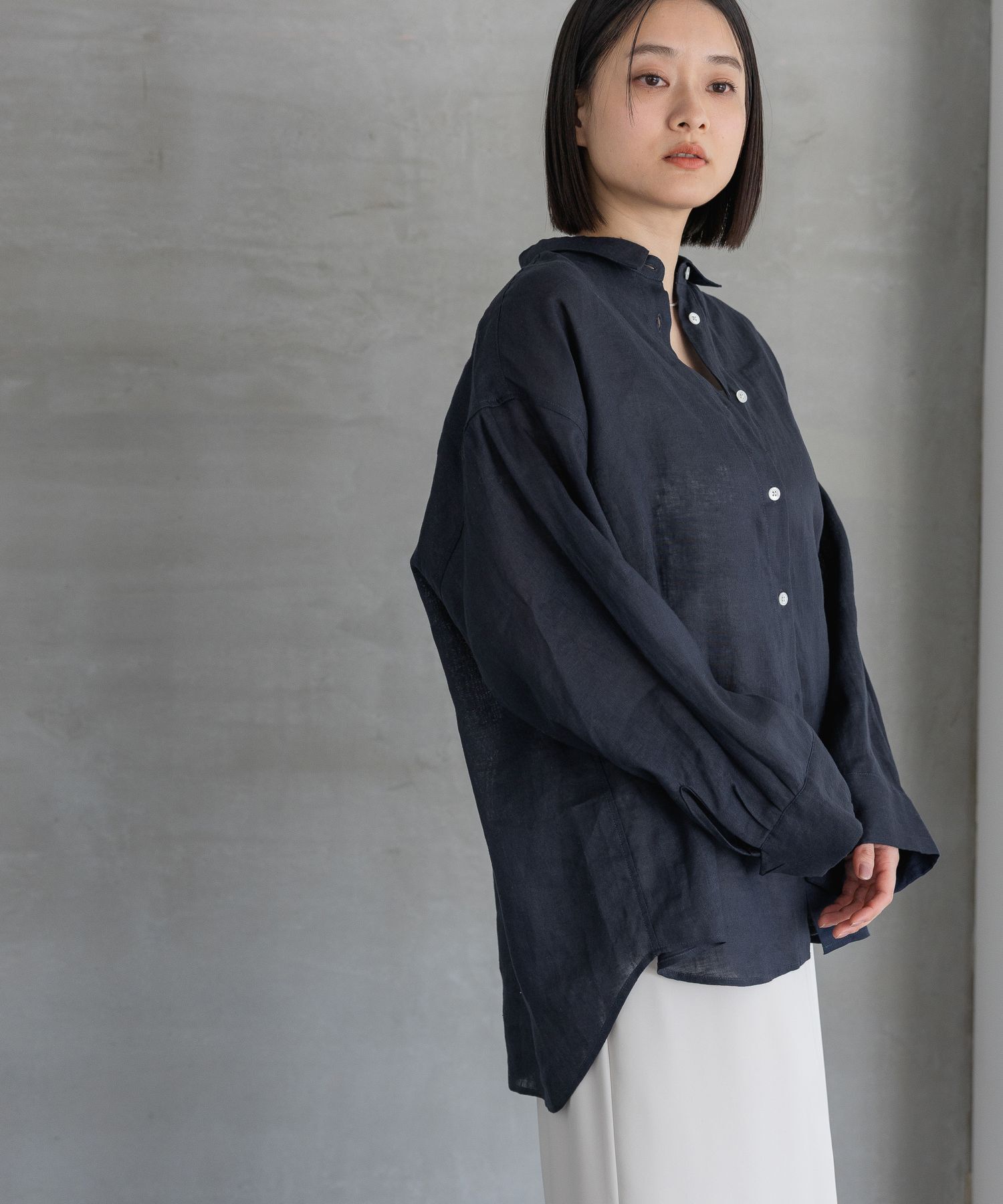 A part by 「ルランゼフィールリネンシャツ」|シャツ・ブラウス|ネイビー