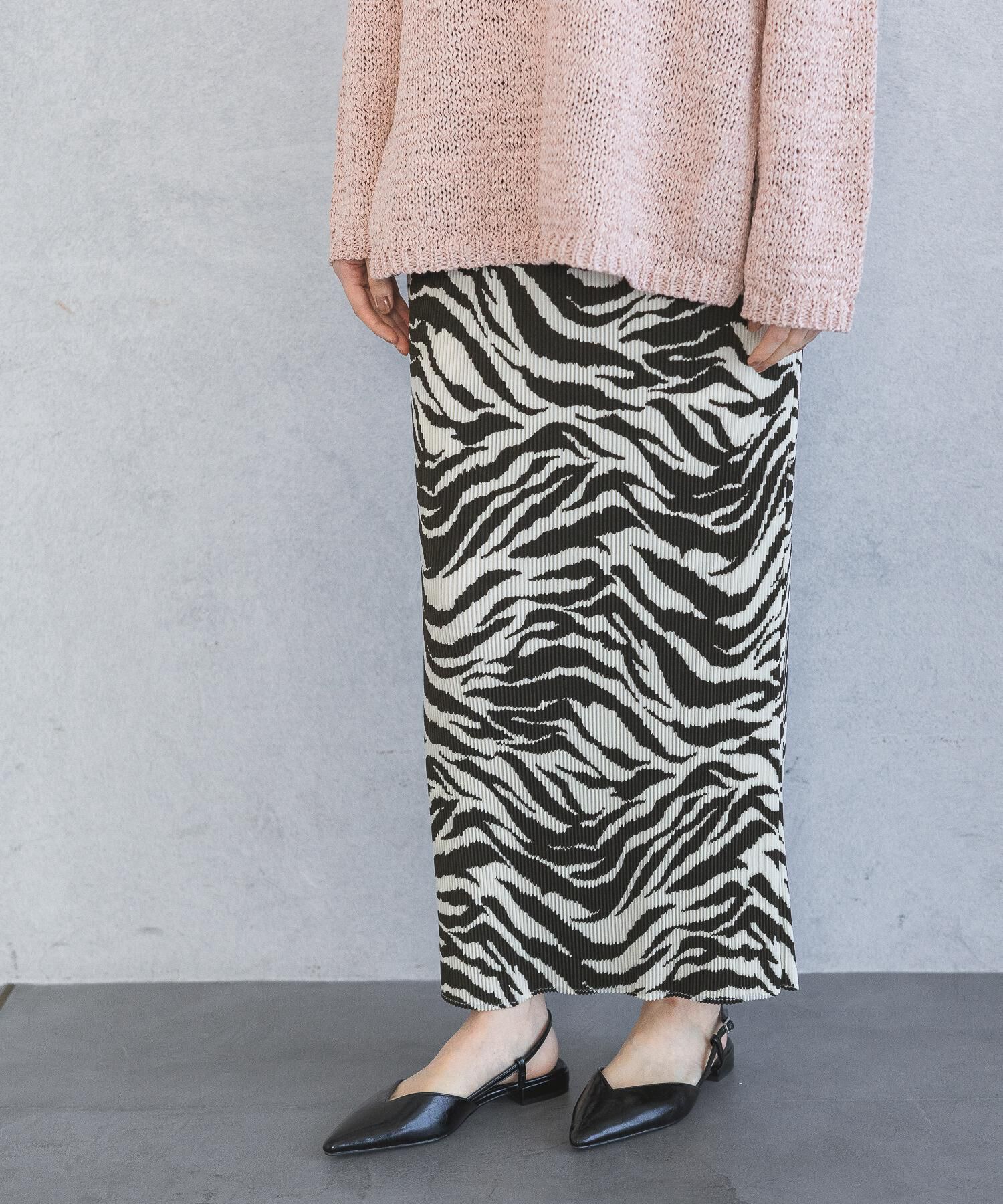 A part by 「【新色追加】プリーツイージータイトスカート2」|スカート|ゼブラ柄