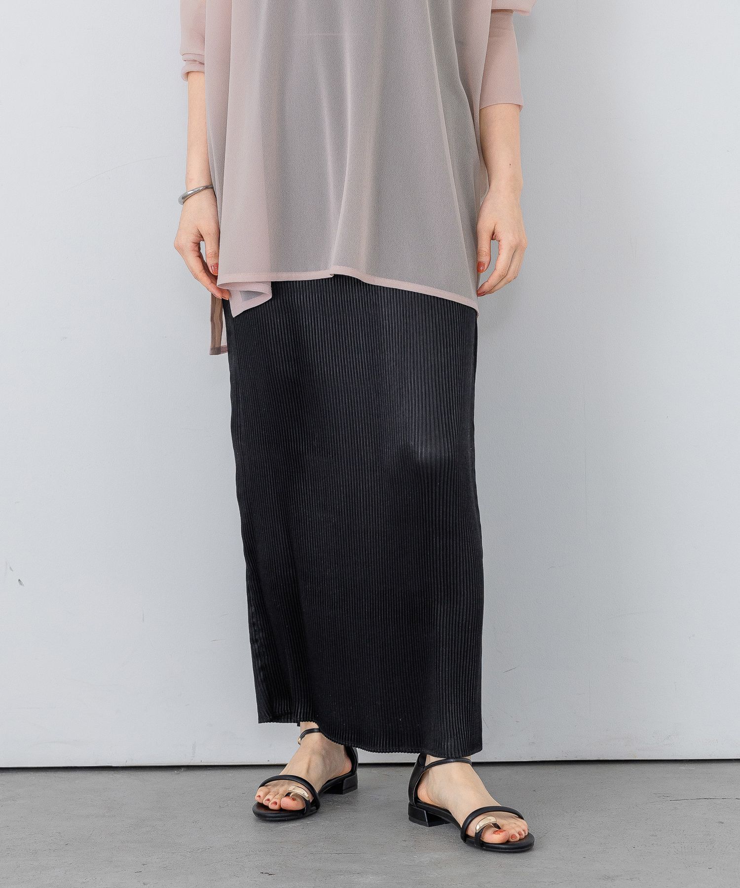 A part by 「【新色追加】プリーツイージータイトスカート2」|スカート|ブラック