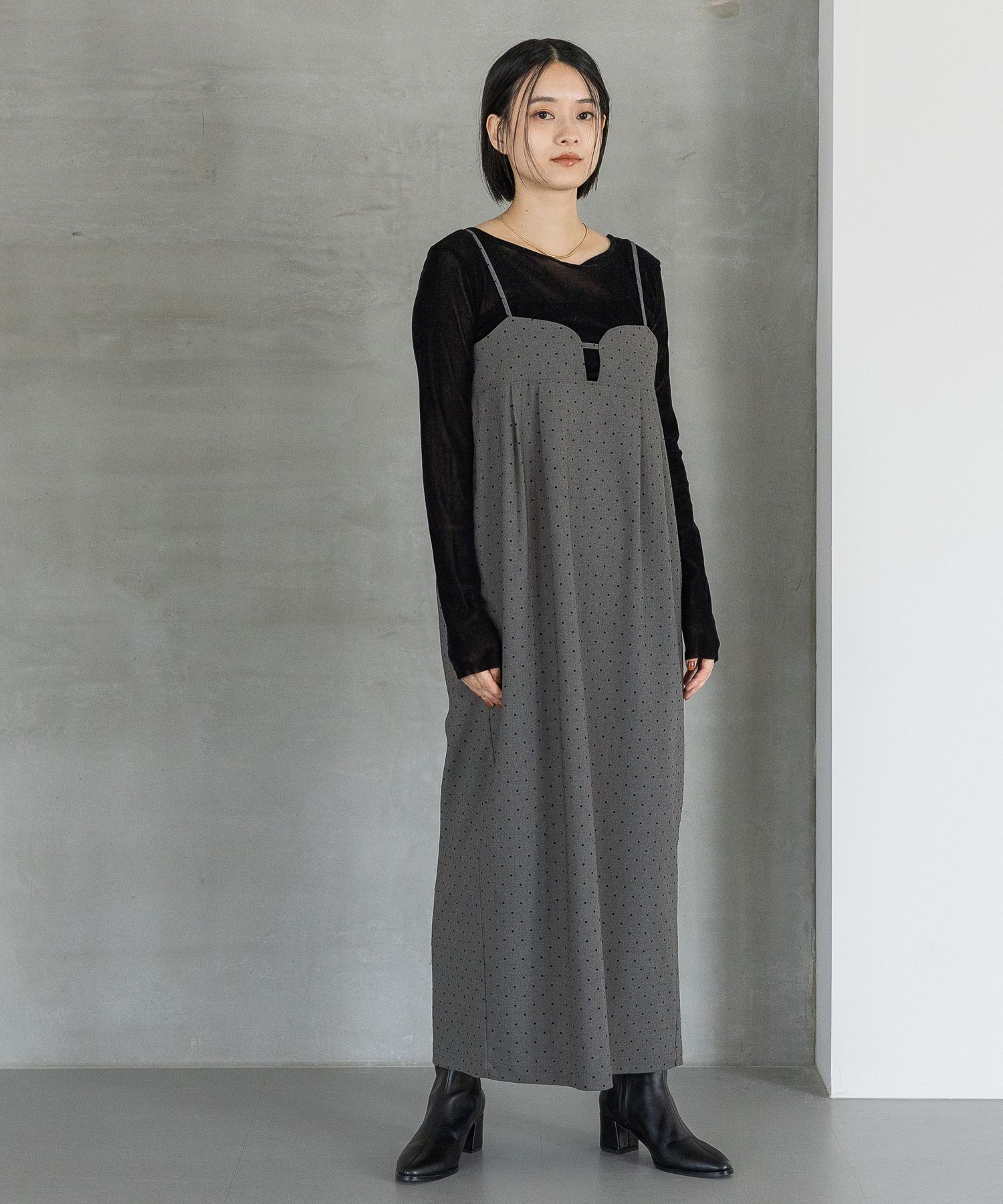 A part by 「フロッキードットキャミワンピース」|ワンピース|グレー