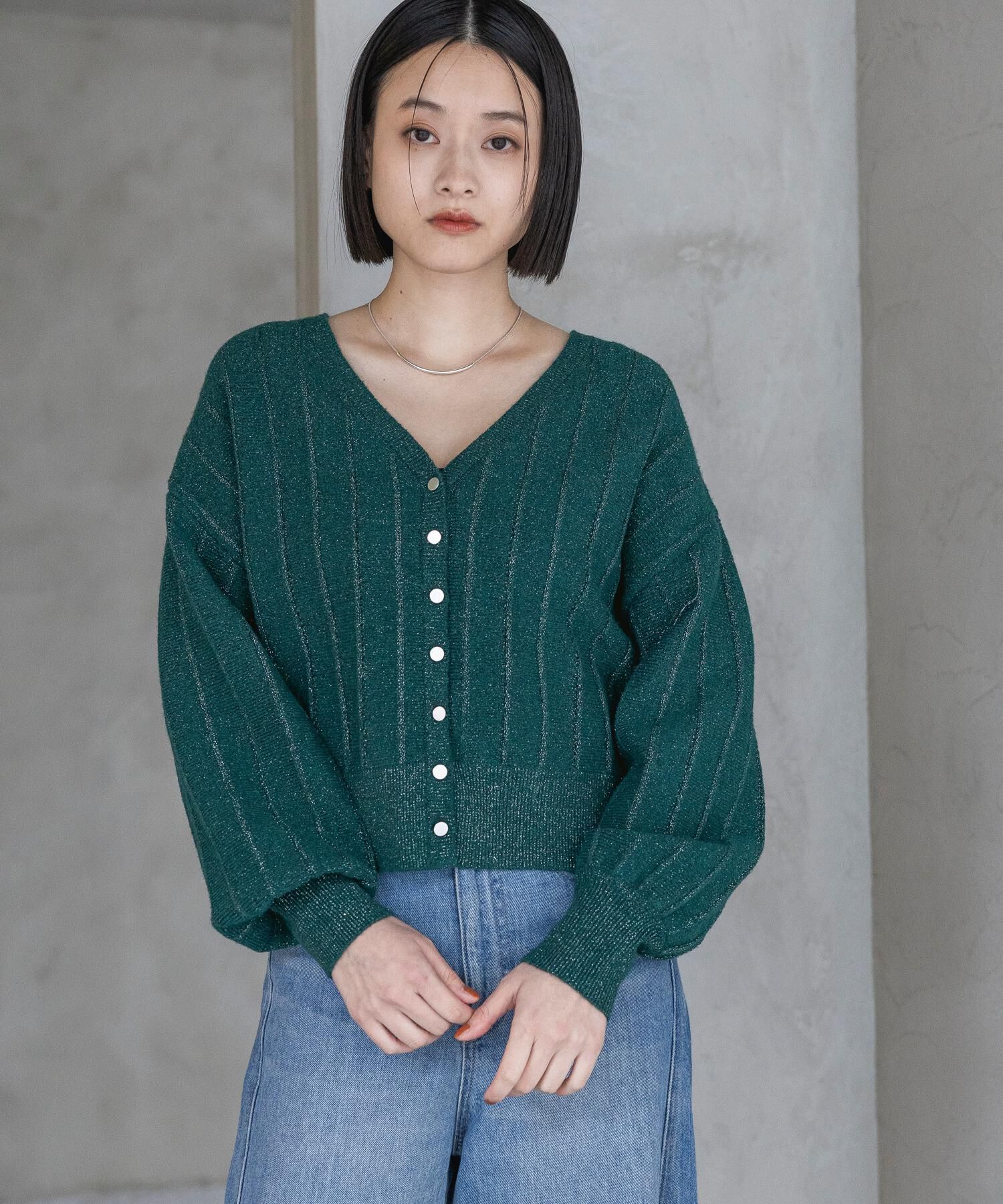 A part by 「アイレットニットカーディガン」|ニット・セーター|グリーン