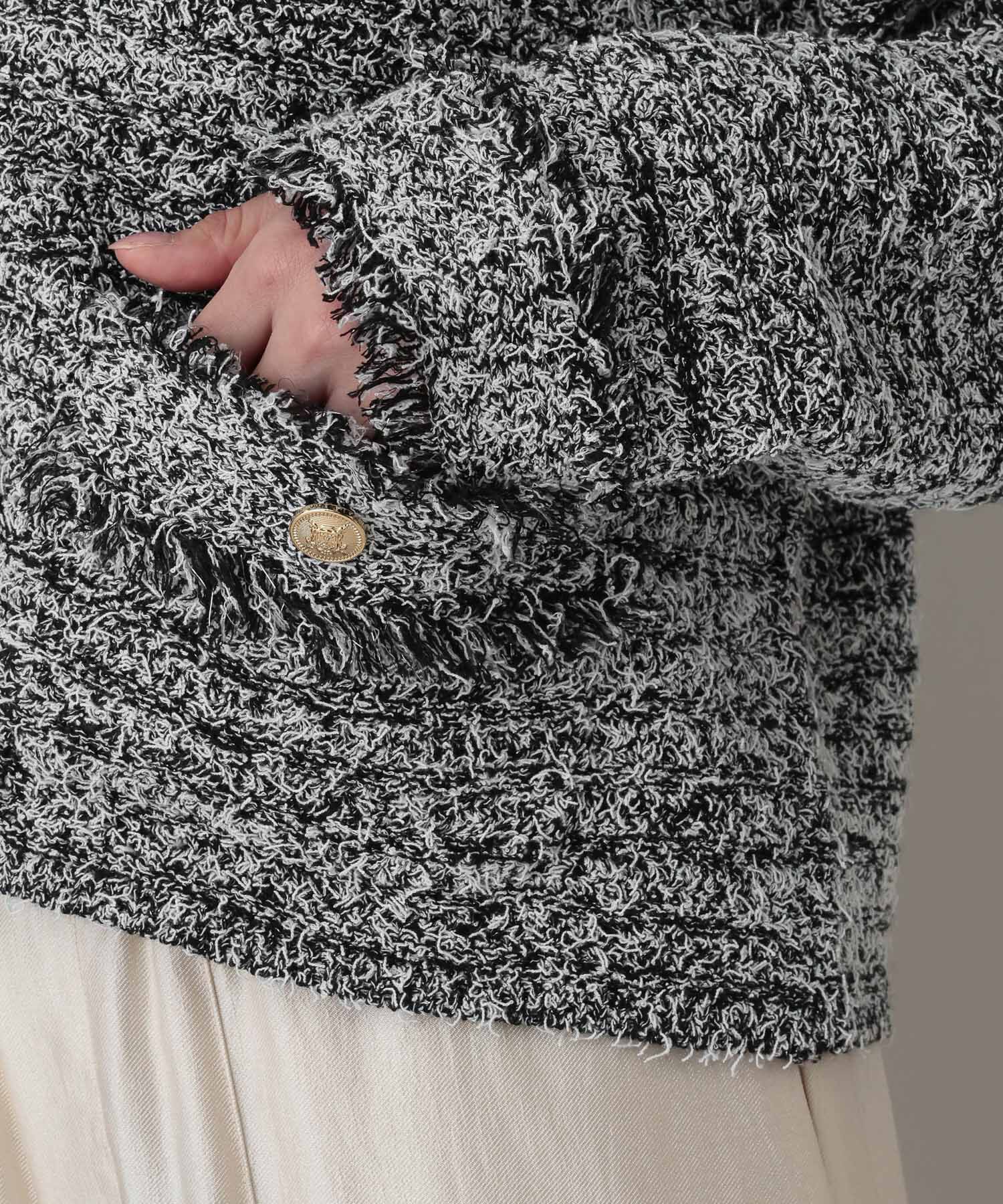 A part by 「フリンジツイードニットVネックカーディガン」|ニット・セーター|