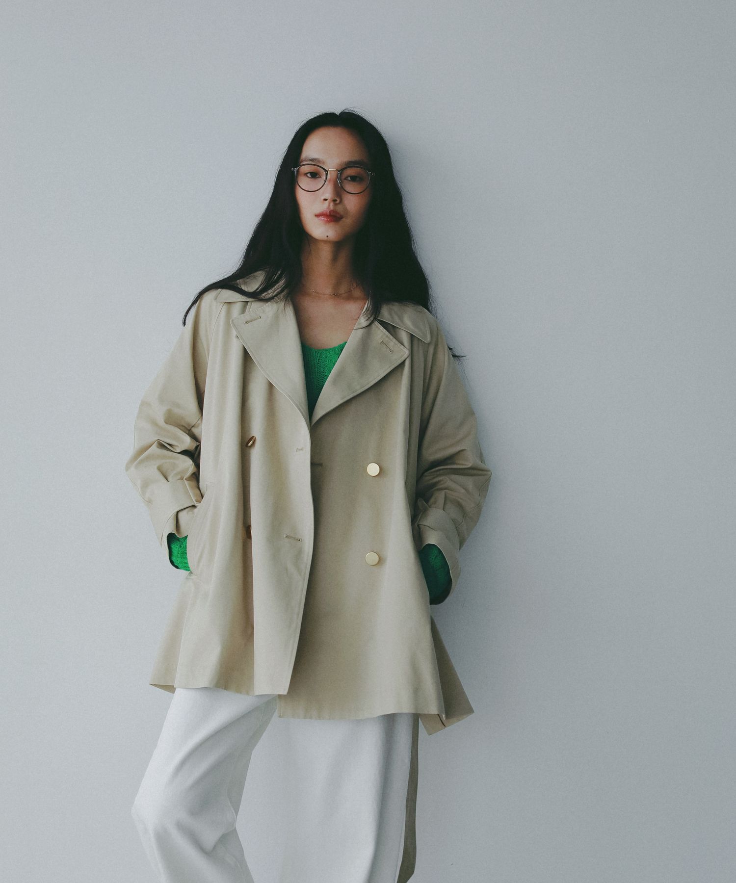 A part by 「 【Sサイズ展開】キンボタンミディトレンチ」|トレンチコート|